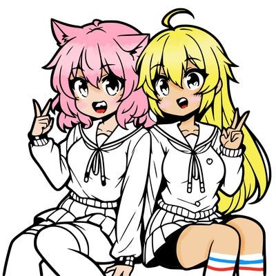 two anime girls hanging out