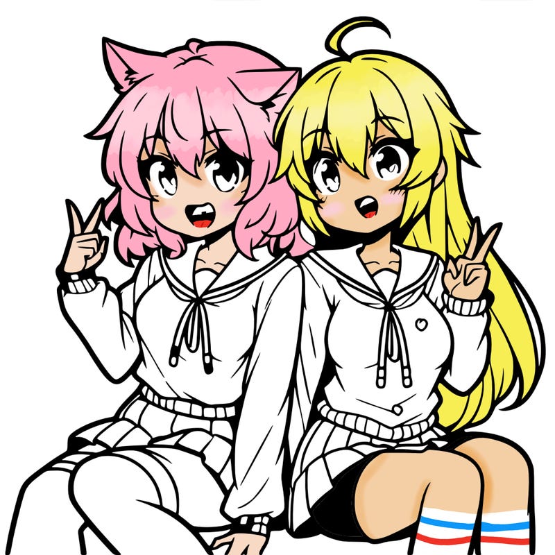 two anime girls hanging out