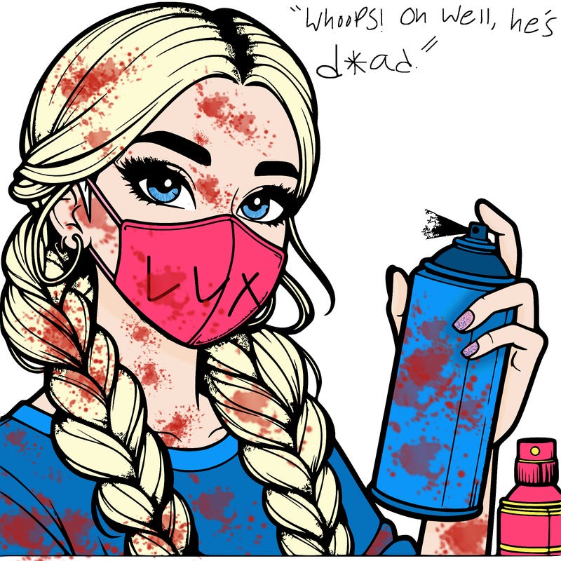 realistic beautiful girl spray painting with a mask