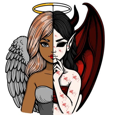realistic angel half demon