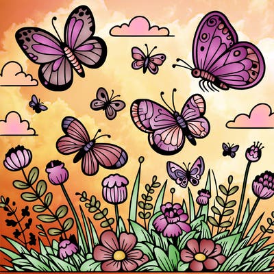 wild butterflies in the meadow