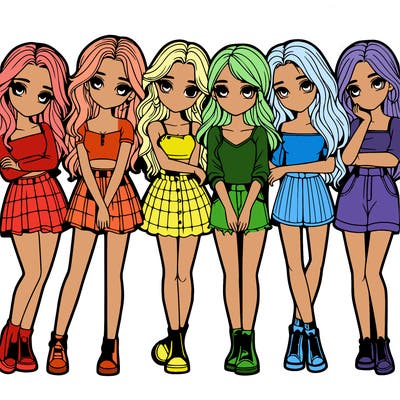 a group of girls realistic