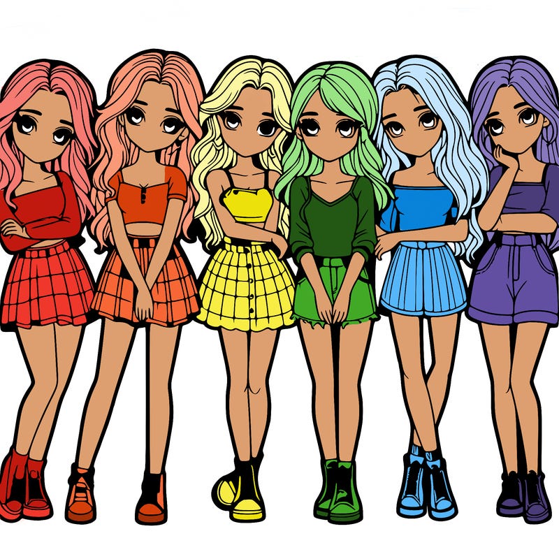 a group of girls realistic