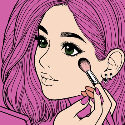 a realistic girl doing her makeup