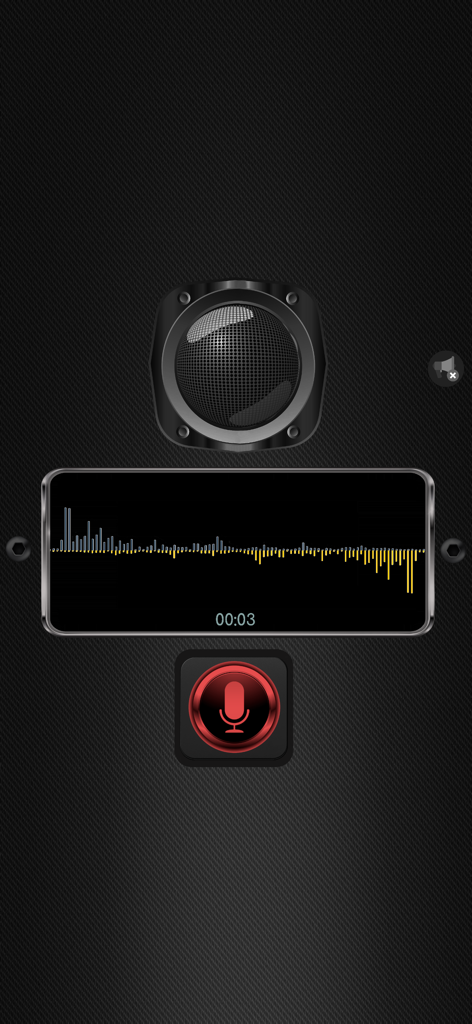 Lie Detector - Voice Scanner - Lie detector app interface showing a voice recording animation and microphone button.