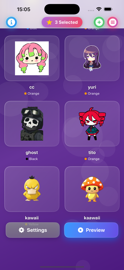 Shimeji Screen Pets - Une galerie de personnages d'anime et de chibi mignons parmi lesquels choisir dans l'application Shimeji Screen Pets.