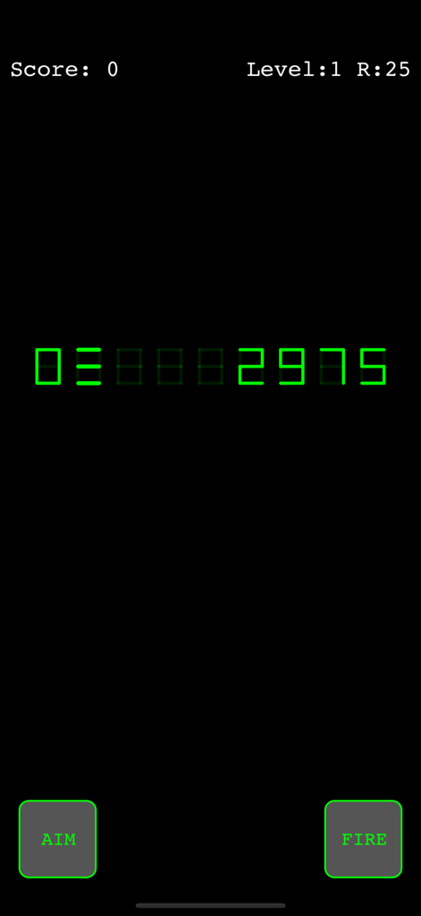 Digi Invaders - Gameplay of Digi Invaders showing green digital numbers on a black background in a classic LCD style.