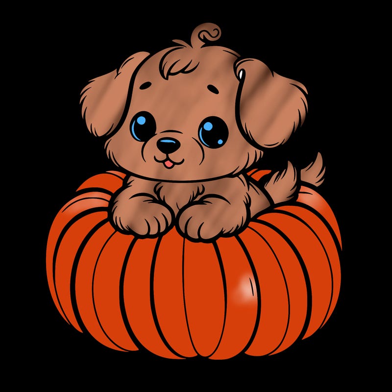 cute little puppy in a pumpkin