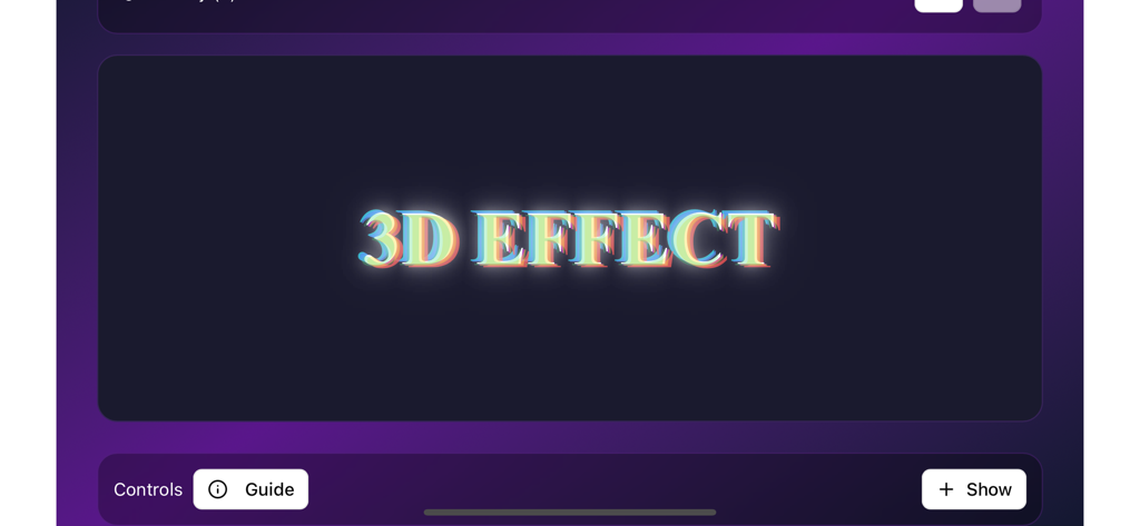 3D Colorful Word Creator - 3D text with colorful anaglyph effects in the 3D Colorful Word Creator app interface