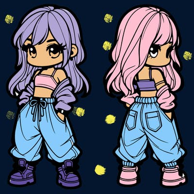 girl in crop top and baggy pants