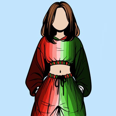 realistic girl faceless with baggy pants and a crop top