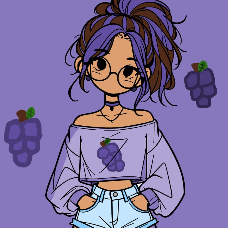 girl with a messy ponytail glasses a baggy crop top and jean shorts