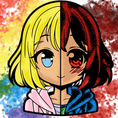animated girl half anime
