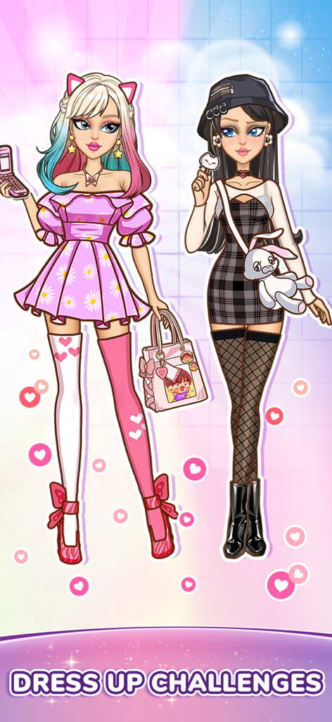 DIY Paper Doll Dress Up - Two paper dolls in stylish outfits for dress up challenges