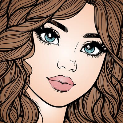 beautiful realistic girl close up to the camera with wavy hair,