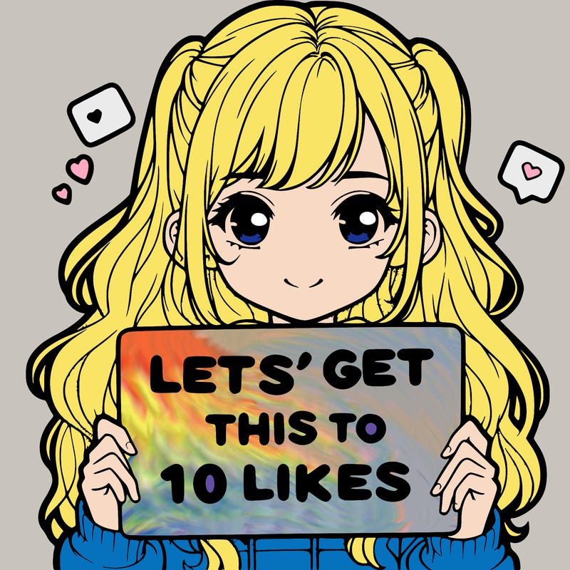 girl holding up sign that says let’s get this to 10 likes realistic