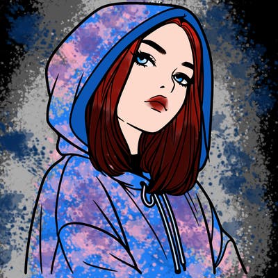 a realistic girl in a hoodie