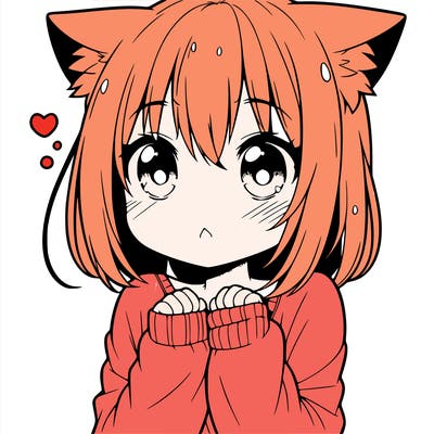 shy anime catgirl