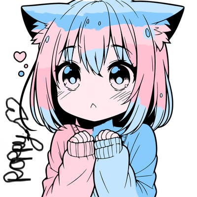 shy anime catgirl