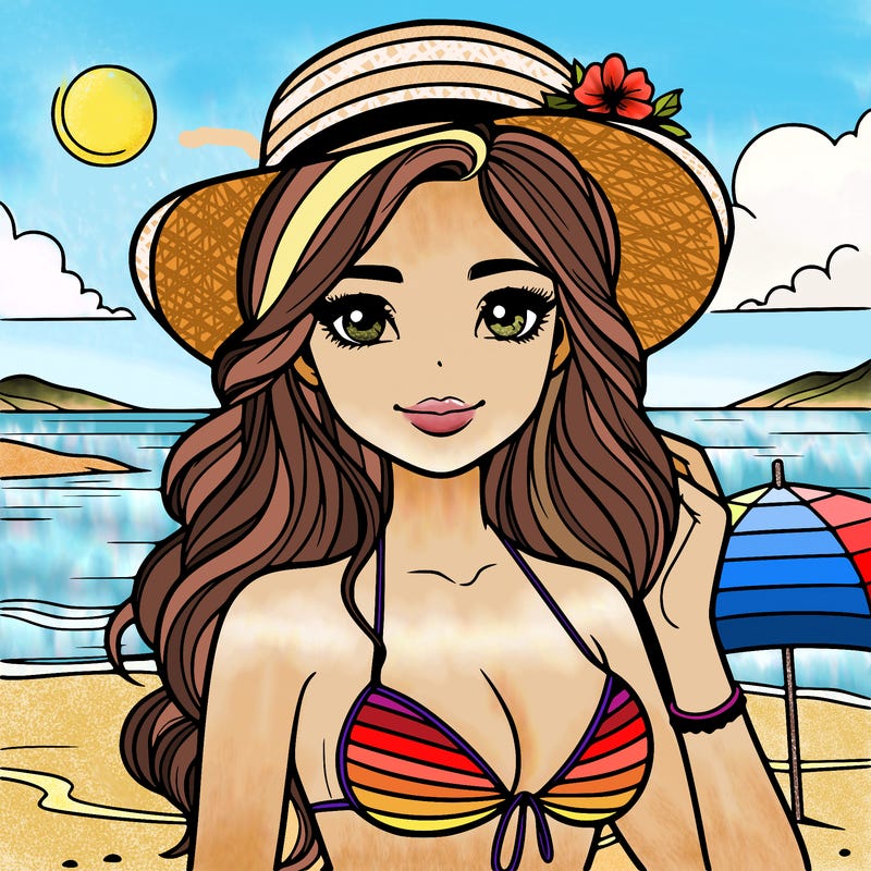 beautiful girl with bikini at the beach details