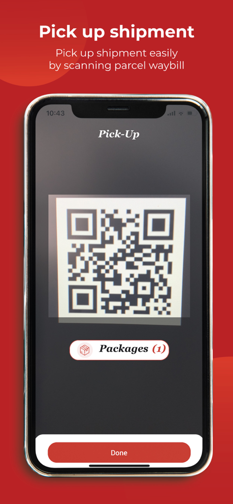 RedBox Drivers - RedBox Drivers mobile app interface showing a QR code scanner for parcel pickup