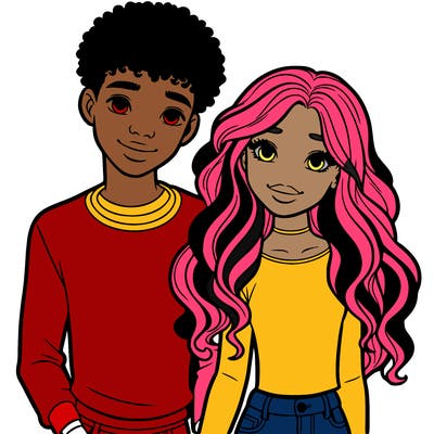 black girl and white boy teen couple