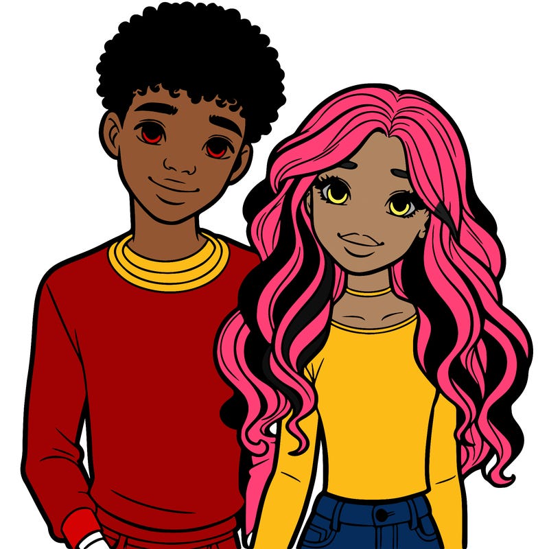 black girl and white boy teen couple