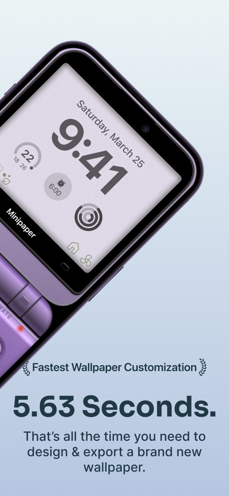 Minipaper: Wallpaper Maker - Minipaper-App-Oberfläche, die ein benutzerdefiniertes minimalistisches Sperrbildschirm-Design zeigt, das in weniger als sechs Sekunden erstellt wurde