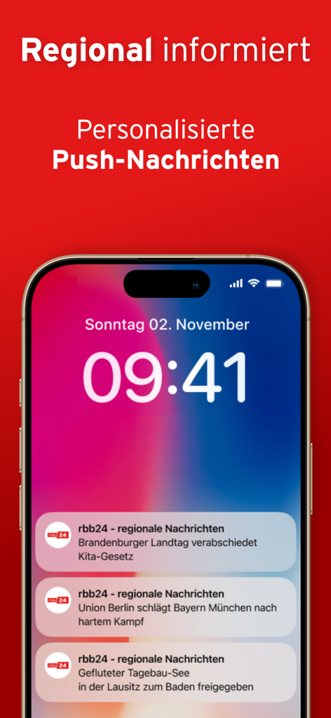 rbb24 – regionale Nachrichten - Smartphone lock screen displaying regional news push notifications from the rbb24 app.