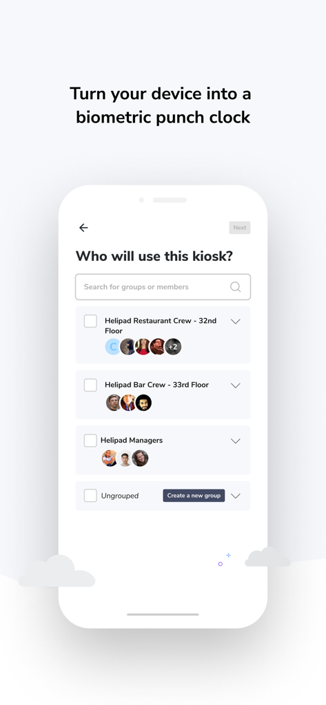 Einrichten eines biometrischen Stempeluhren-Kiosks für Gruppen im Jibble Anwesenheits-Tracker