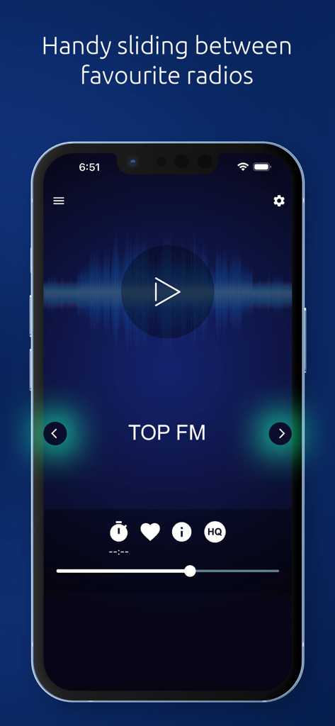 HU Radio - HU Radio app player interface showing the navigation between favorite Hungarian radio stations