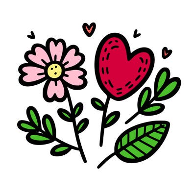 two flowers and a heart