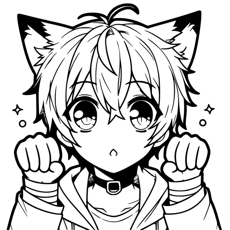 a cute anime boy with cat ears