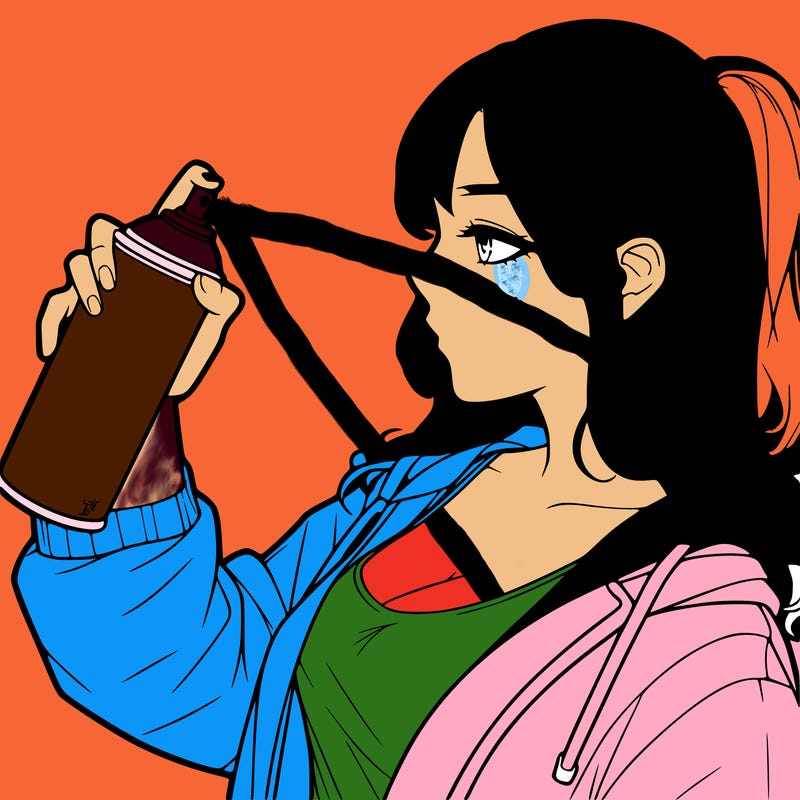 a realistic girl spray, painting