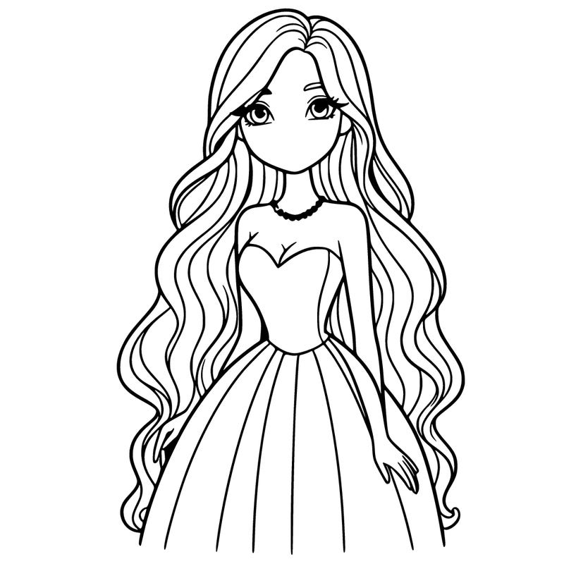 a female with long hair. wearing a beautiful dress.