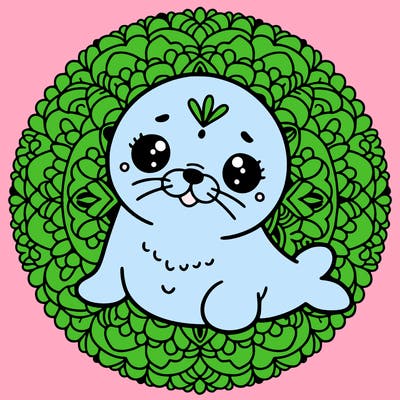 a cute baby seal mandala