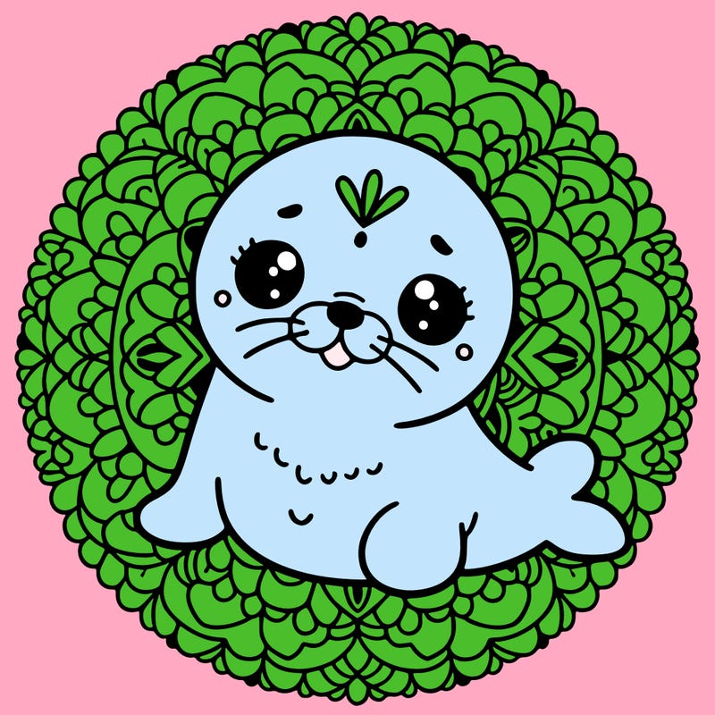 a cute baby seal mandala