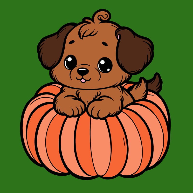 cute little puppy in a pumpkin