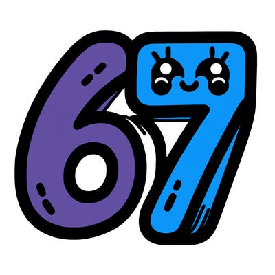 the numbers 67