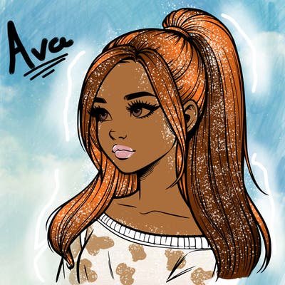 realistic girl with a high ponytail