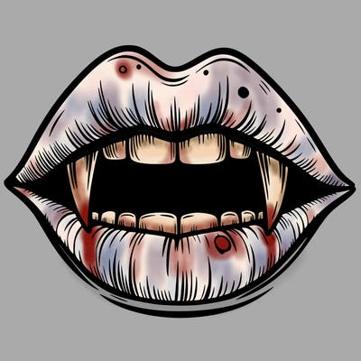 lips with vampire teeth