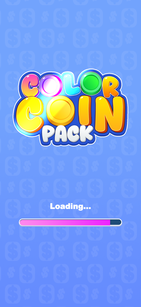 Color Coin Pack - Color Coin Pack app loading screen with a vibrant game title and progress bar
