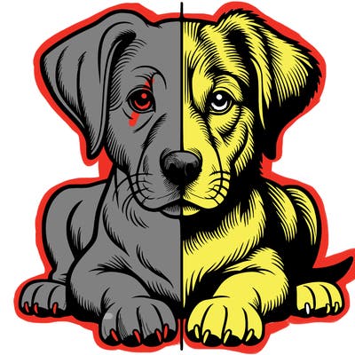 realistic dog split picture