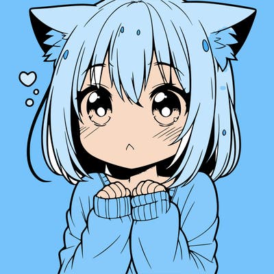 shy anime catgirl