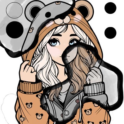 realistic girl in a animal pjs hoodie