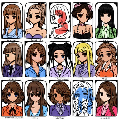 girls that look diffrent anime