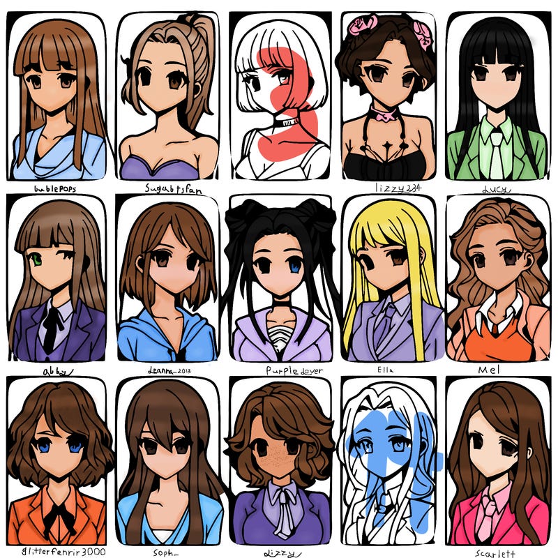 girls that look diffrent anime