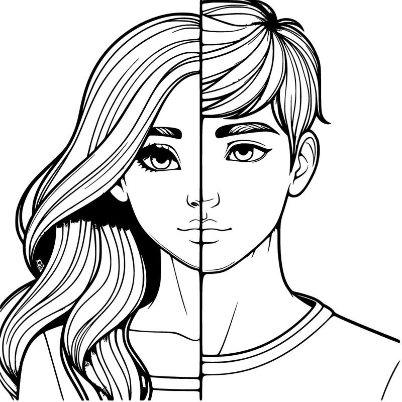 realistic half girl half boy split