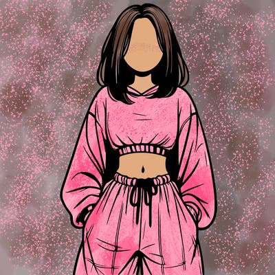 realistic girl faceless with baggy pants and a crop top