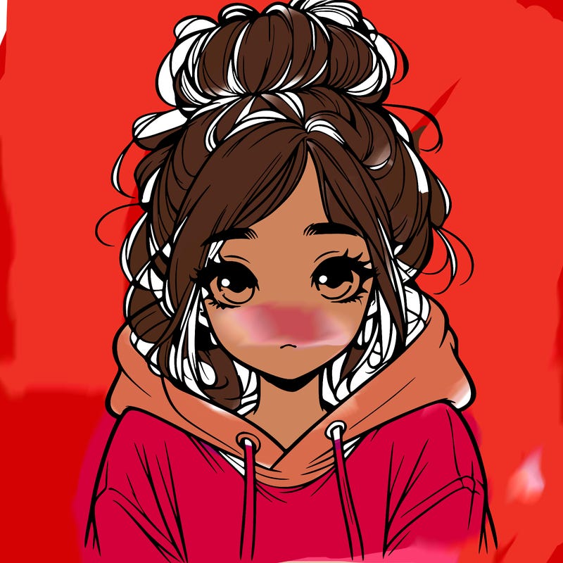realistic girl with messy hair bun with oversized hoodie